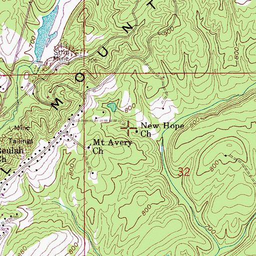 Topographic Map of New Hope Church, AL