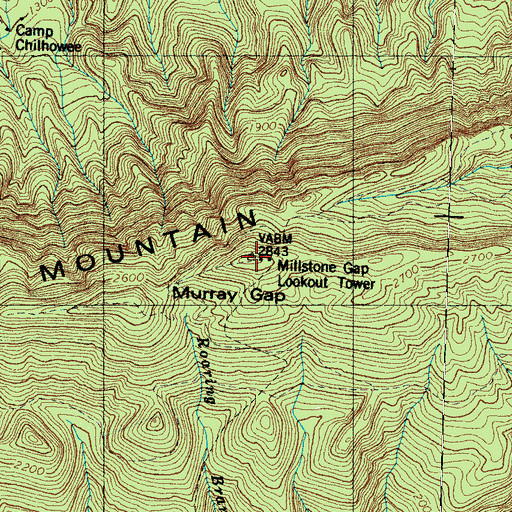 Topographic Map of Millstone Gap Lookout Tower, TN