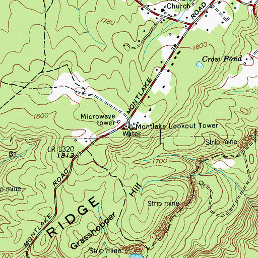 Topographic Map of Montlake Lookout Tower, TN