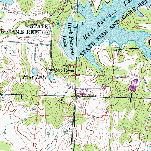 Topographic Map of Morris Lookout Tower, TN