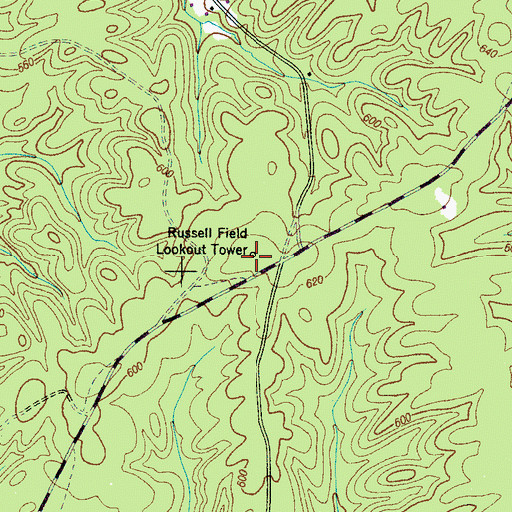 Topographic Map of Russell Field Lookout Tower, TN