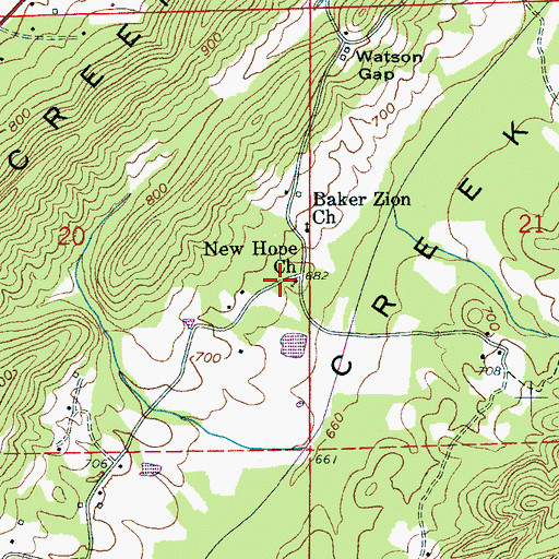Topographic Map of New Hope Church, AL