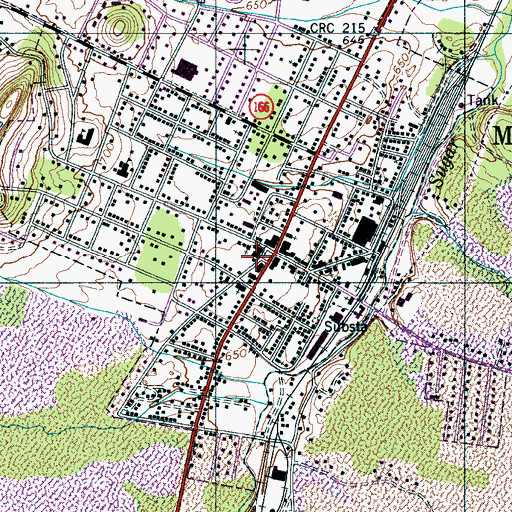 Topographic Map of Mount Pleasant City Hall, TN