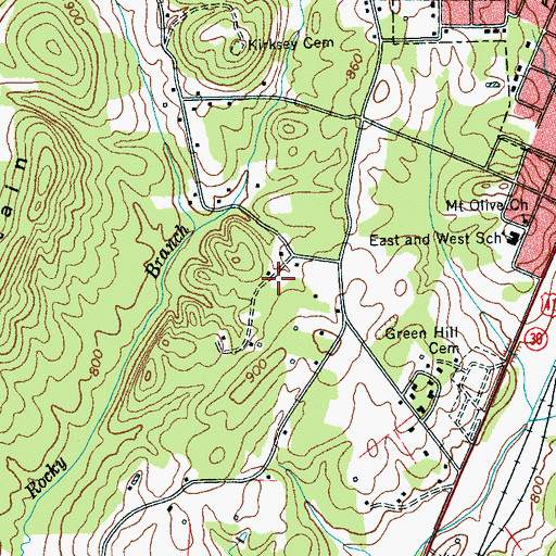 Topographic Map of Balltown, TN
