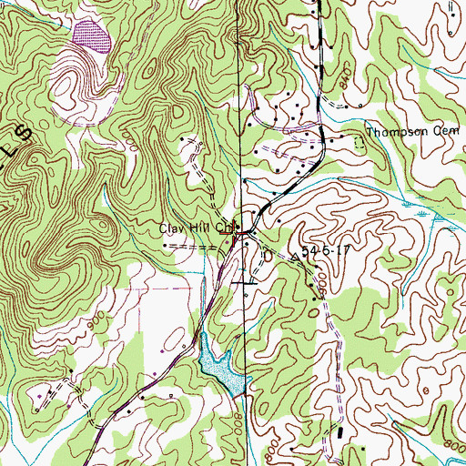 Topographic Map of Clay Hill School (historical), TN