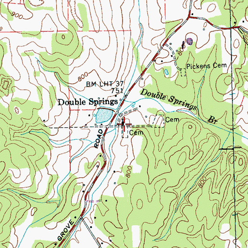 Topographic Map of Double Springs Church, TN