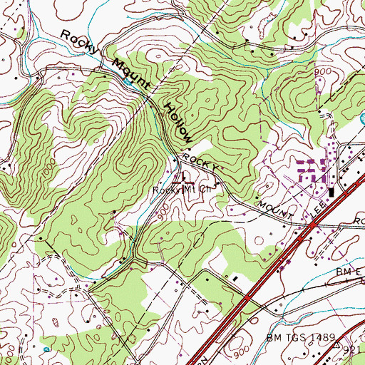 Topographic Map of Rocky Mount School (historical), TN