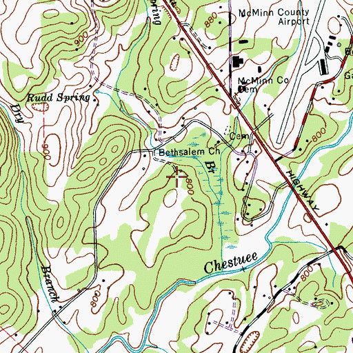 Topographic Map of Unity Church (historical), TN