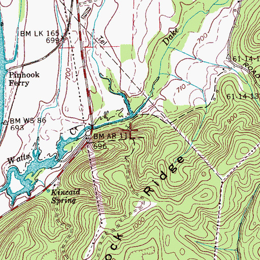 Topographic Map of Lillard Bluff, TN