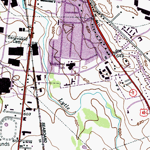 Topographic Map of Bellwood Baptist Church, TN