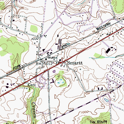 Topographic Map of Smartt, TN