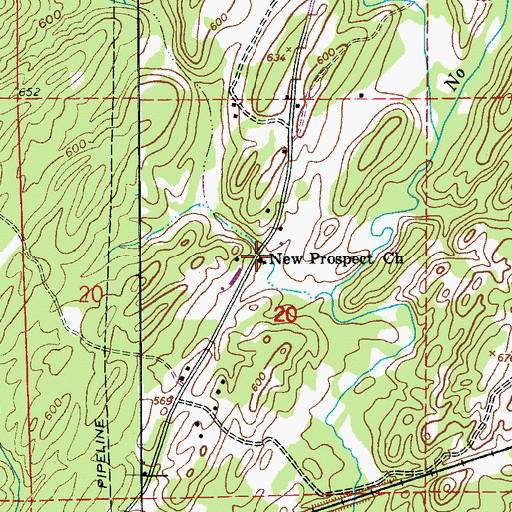 Topographic Map of New Prospect Church, AL