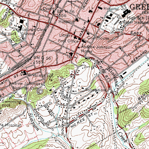 Topographic Map of Honeys Hill, TN