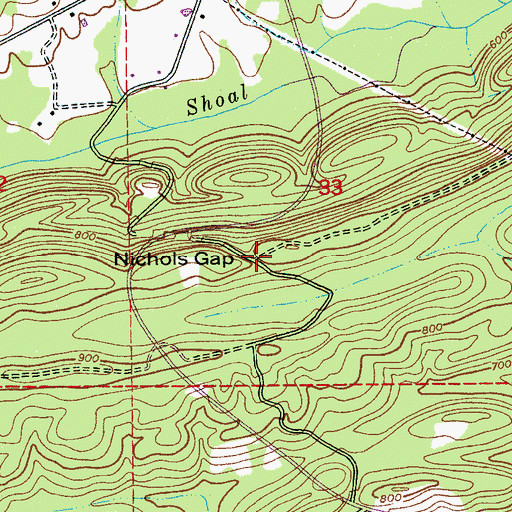 Topographic Map of Nichols Gap, AL