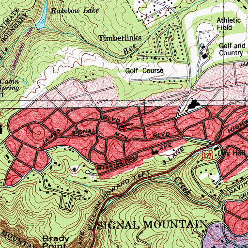 Topographic Map of Signal Mountain Presbyterian Church, TN