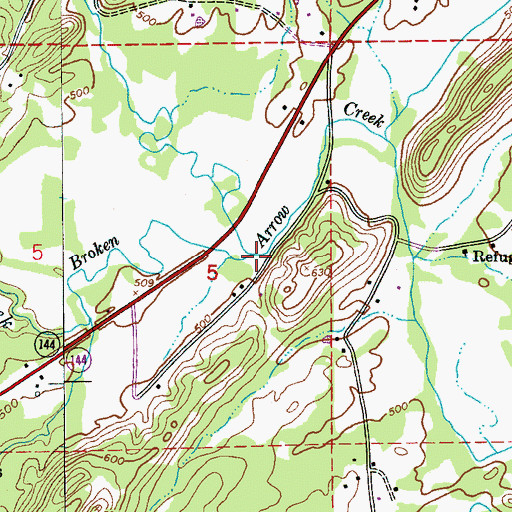 Topographic Map of No Business Creek, AL