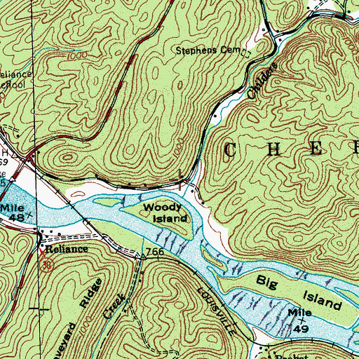 Topographic Map of John Muir Trailhead, TN
