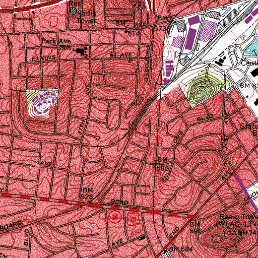 Topographic Map of West Nashville Junction, TN