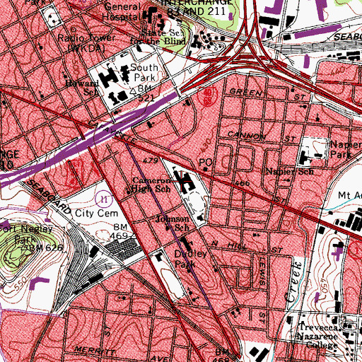 Topographic Map of Central Tennessee College (historical), TN