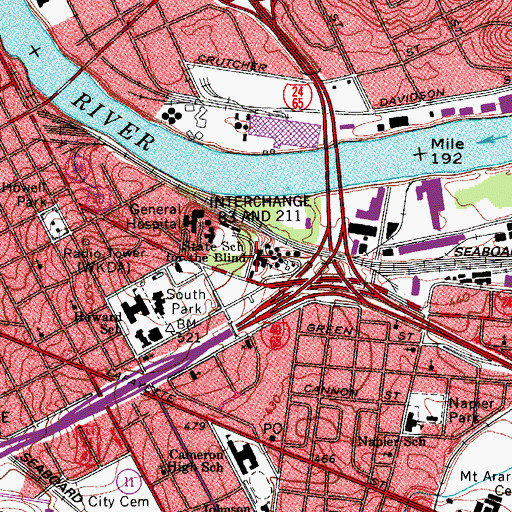 Topographic Map of Tennessee School for the Blind, TN