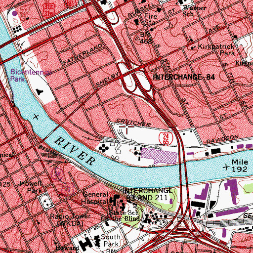 Topographic Map of Shelbys Pond (historical), TN