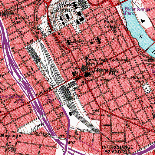 Topographic Map of Nashville College for Young Ladies (historical), TN