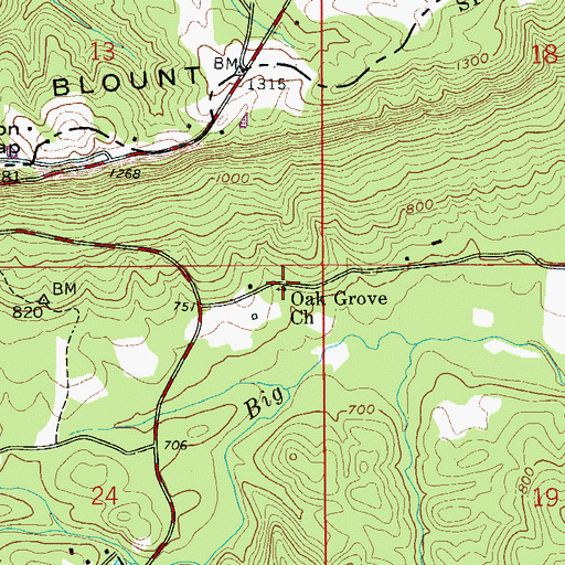 Topographic Map of Oak Grove Church, AL