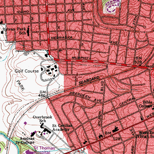 Topographic Map of Westlawn Court Church of Christ, TN