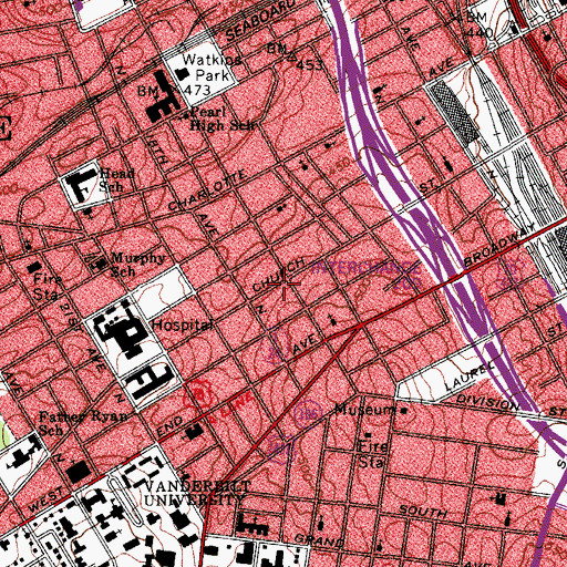 Topographic Map of Saint Aldans Anglican Church, TN
