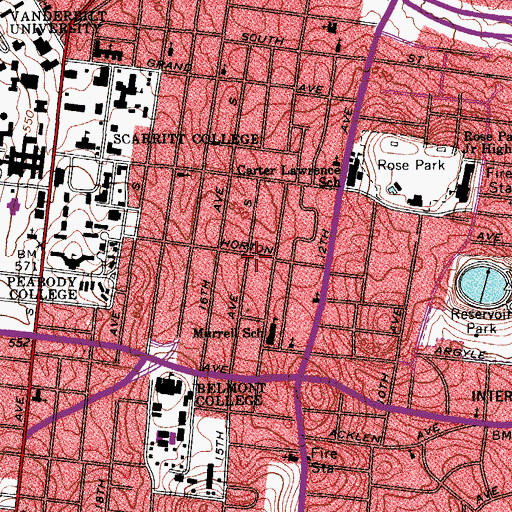 Topographic Map of Watson Grove Missionary Baptist Church, TN