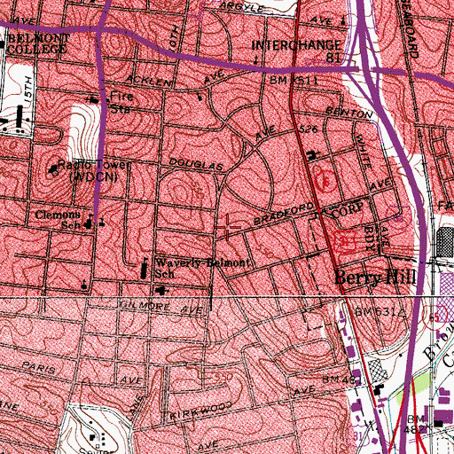 Topographic Map of Saint Eli Primitive Baptist Church, TN