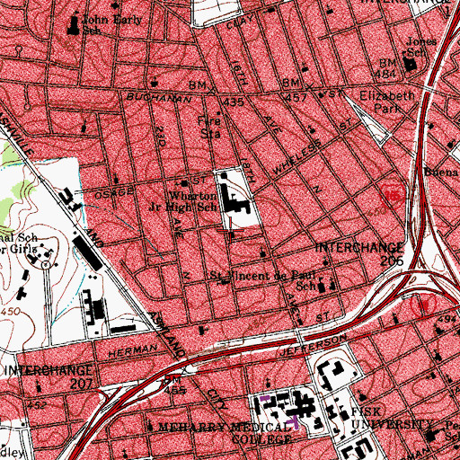 Topographic Map of Saint Johns African Methodist Episcopal Church, TN