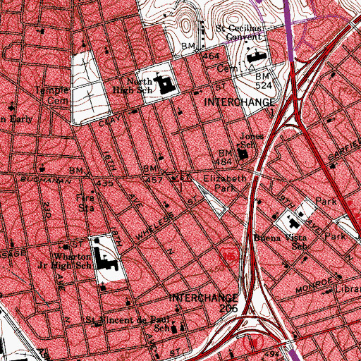 Topographic Map of Saint Luke Spiritual Temple, TN