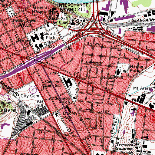 Topographic Map of Messiah Baptist Church, TN