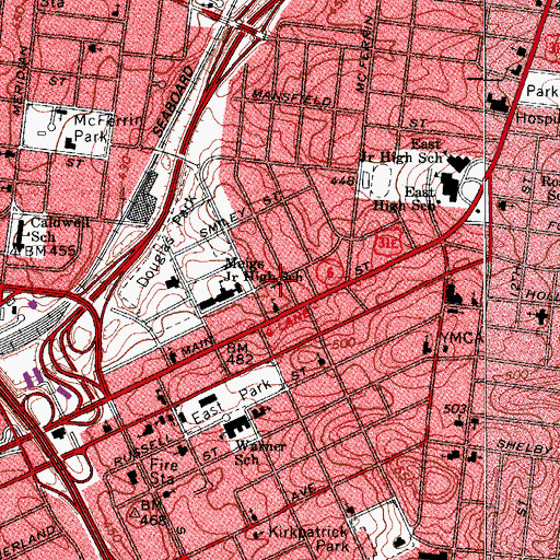Topographic Map of Ramsey Street Church of Christ, TN