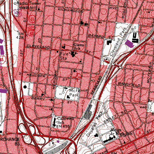 Topographic Map of New Livingstone Missionary Baptist Church, TN