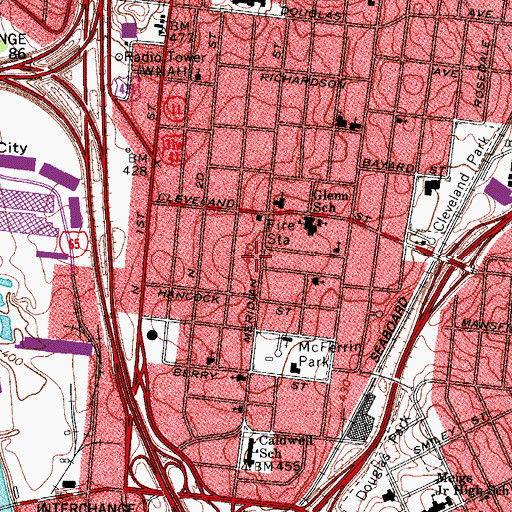 Topographic Map of Lords Prayer Baptist Church, TN