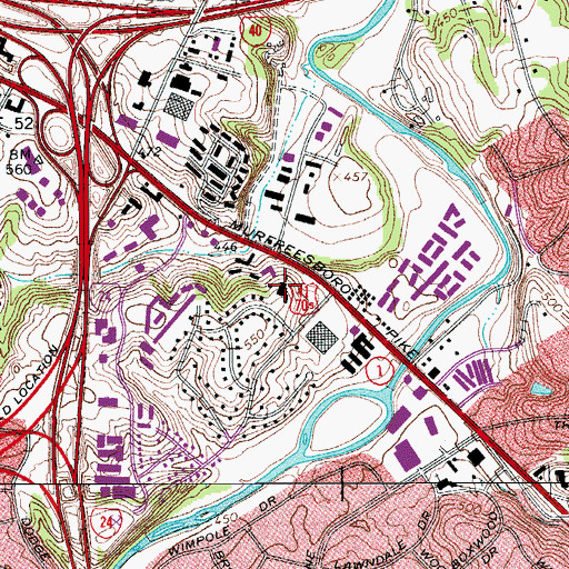 Topographic Map of Vultee Church of Christ, TN