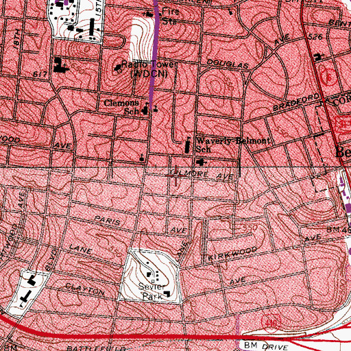 Topographic Map of Mount Olive Spiritual Church, TN