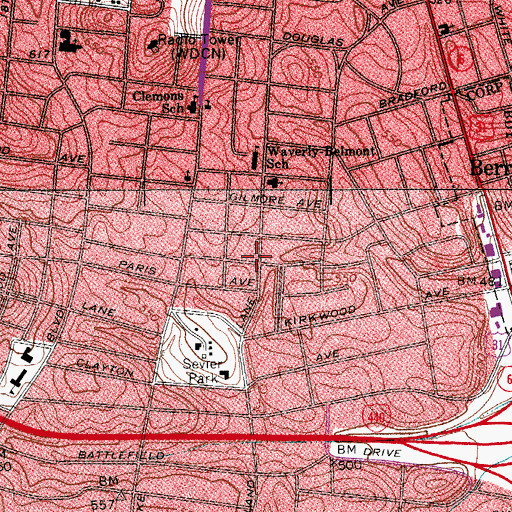 Topographic Map of Second Missionary Baptist Church, TN