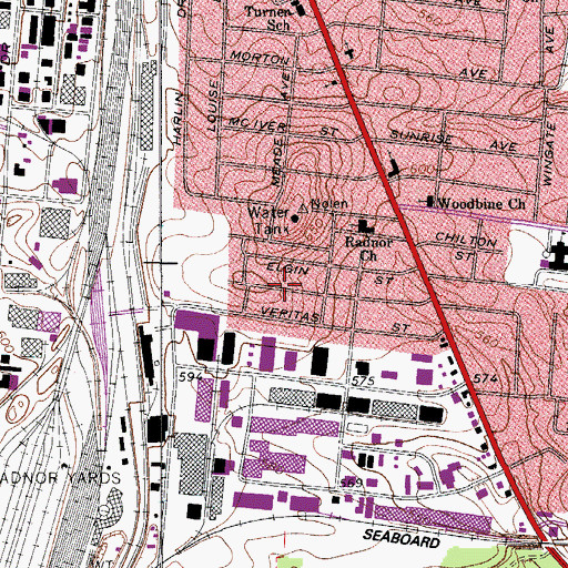Topographic Map of Radnor Freewill Baptist Church, TN