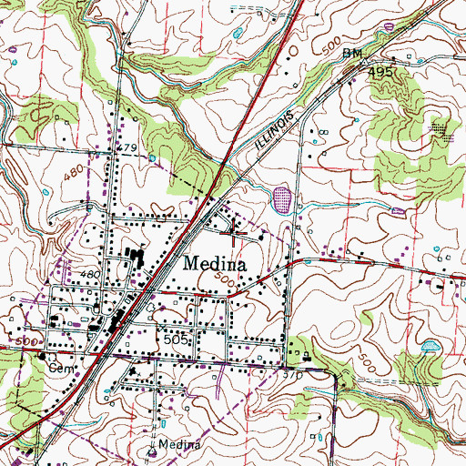 Topographic Map of Medina School (historical), TN