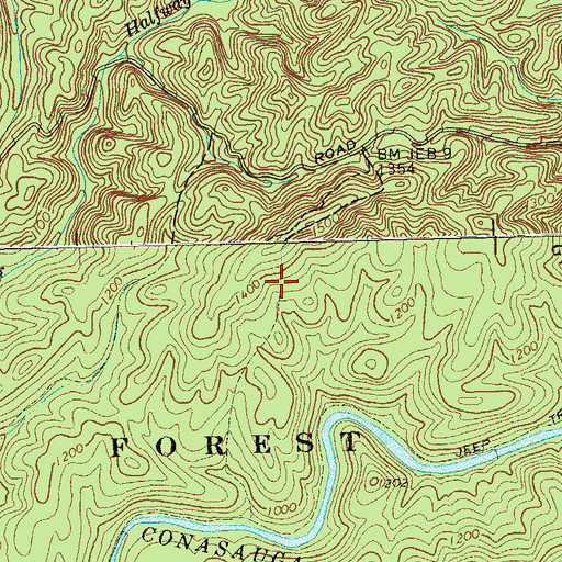 Topographic Map of Conasauga River Trail, TN
