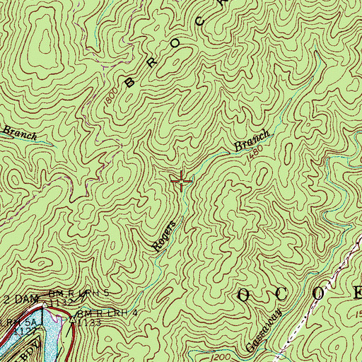 Topographic Map of Rogers Branch Trail, TN