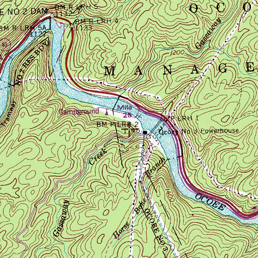 Topographic Map of Thunder Rock Recreation Area, TN