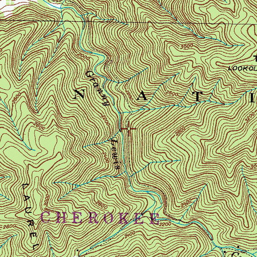Topographic Map of Granny Lewis Trail, TN