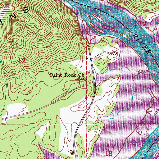 Topographic Map of Paint Rock Church, AL