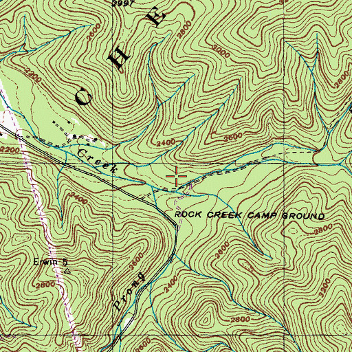 Topographic Map of Rock Creek Bicycle Trail, TN