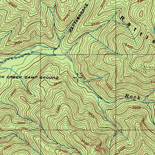 Topographic Map of Rock Creek Falls Trail, TN