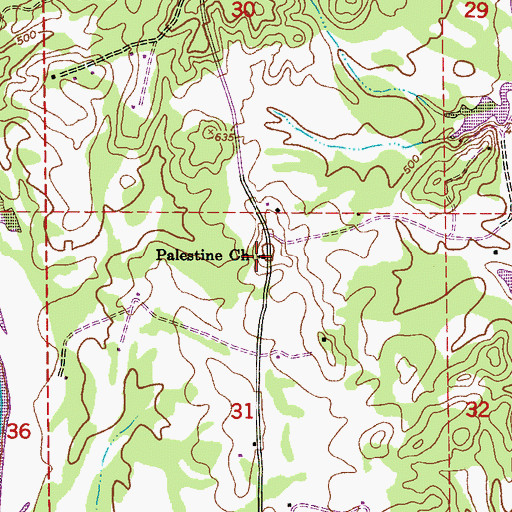 Topographic Map of Palestine Missionary Baptist Church, AL
